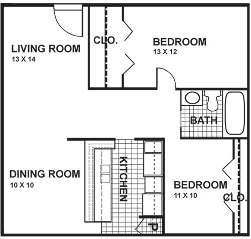 2 Beds • 2 Bath 0406 floor plan